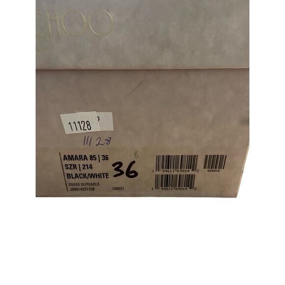 Jimmy Choo Amara 85 Faux Beads Pearl Embellished Sandals Block Heel Suede Sz 36 - Picture 14 of 14